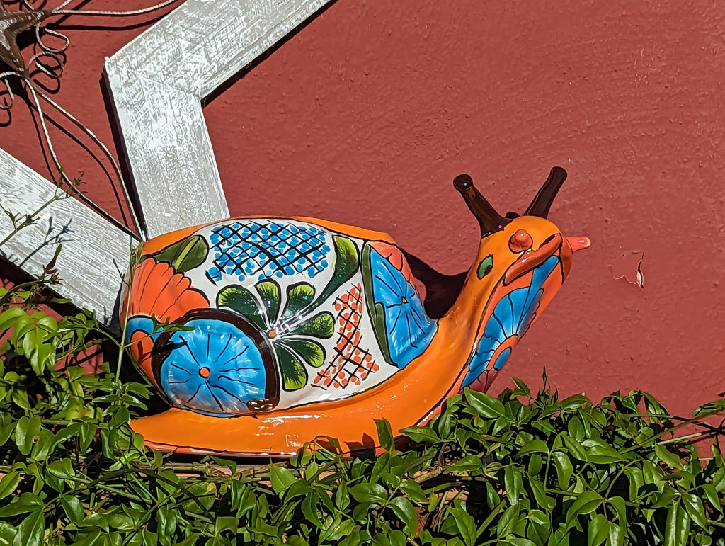 Talavera Snail Planter, Ceramic Mexican Planter Pot for Indoor Home Decor or Outdoor Garden Decor is also Exquisite Hand Painted Yard Art