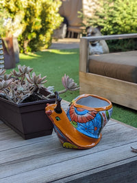Talavera Snail Planter, Ceramic Mexican Planter Pot for Indoor Home Decor or Outdoor Garden Decor is also Exquisite Hand Painted Yard Art