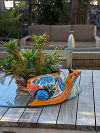 Talavera Snail Planter, Ceramic Mexican Planter Pot for Indoor Home Decor or Outdoor Garden Decor is also Exquisite Hand Painted Yard Art