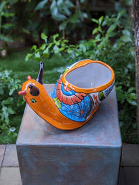 Talavera Snail Planter, Ceramic Mexican Planter Pot for Indoor Home Decor or Outdoor Garden Decor is also Exquisite Hand Painted Yard Art