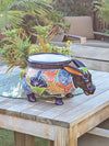 Talavera Donkey Planter is Hand Painted Ceramic Mexican Pottery | Colorful Planter Pot for Yard Art & Outdoor Garden Decor, Burro Flower Pot