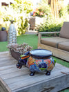 Talavera Donkey Planter is Hand Painted Ceramic Mexican Pottery | Colorful Planter Pot for Yard Art & Outdoor Garden Decor, Burro Flower Pot