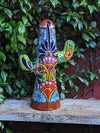 Saguaro Cactus Decor is Colorful Mexican Talavera Pottery, Cactus Room Decor for Bedroom, Bathroom, Outdoor Decorations, or a Unique Gift