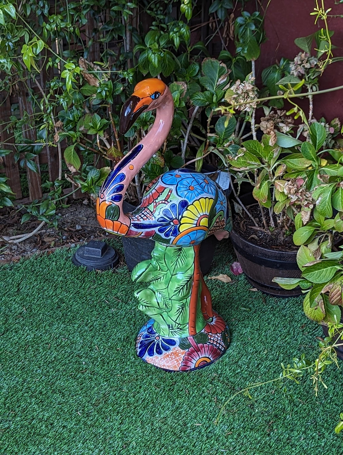 Pink Flamingo Home Decor or Yard Art, Talavera Pottery to use as Home Decor, Porch Decoration or Outdoor Decor