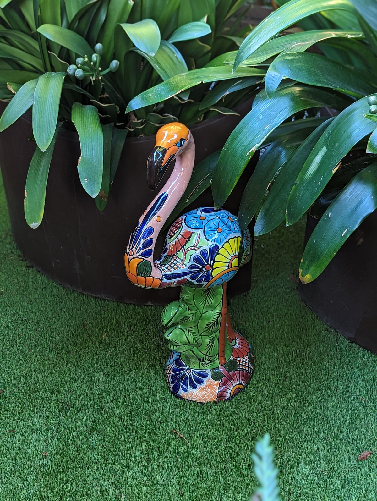 Pink Flamingo Home Decor or Yard Art, Talavera Pottery to use as Home Decor, Porch Decoration or Outdoor Decor