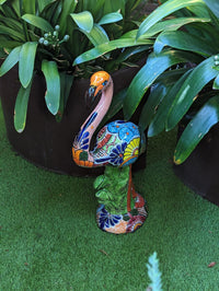 Pink Flamingo Home Decor or Yard Art, Talavera Pottery to use as Home Decor, Porch Decoration or Outdoor Decor