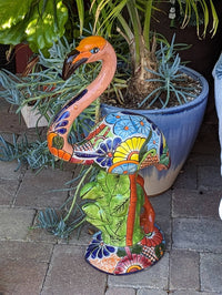 Pink Flamingo Home Decor or Yard Art, Talavera Pottery to use as Home Decor, Porch Decoration or Outdoor Decor