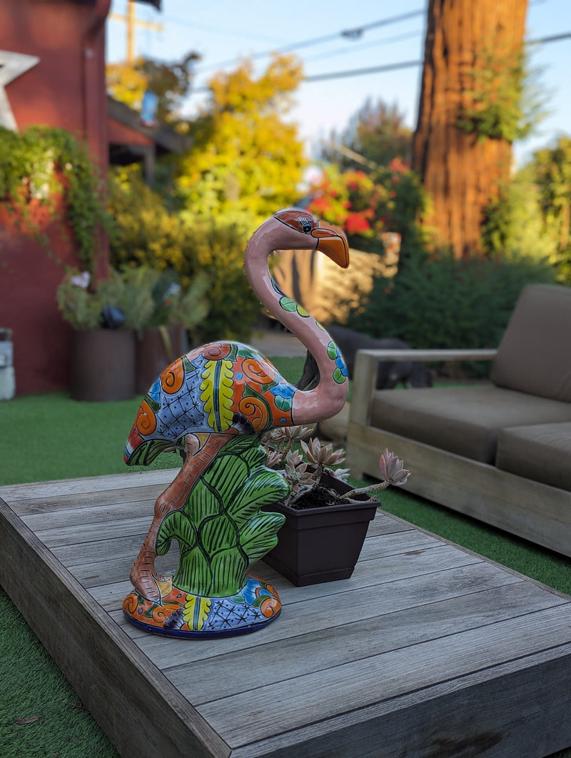 Pink Flamingo Home Decor or Yard Art, Talavera Pottery to use as Home Decor, Porch Decoration or Outdoor Decor