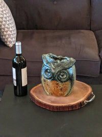 Owl Planter Pot | Mexican Pottery in Clay for Indoor Home Decor or Outdoor Yard Decorations, Small Pot, Two-Tone Owl