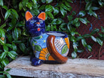 Talavera Cat Flower Pot, Ceramic Planter Home Decor is an Indoor or Outdoor Planter Pot | Yard & Garden Decor, Handmade Mexxican Pottery