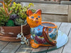 Talavera Cat Flower Pot, Ceramic Planter Home Decor is an Indoor or Outdoor Planter Pot | Yard & Garden Decor, Handmade Mexxican Pottery