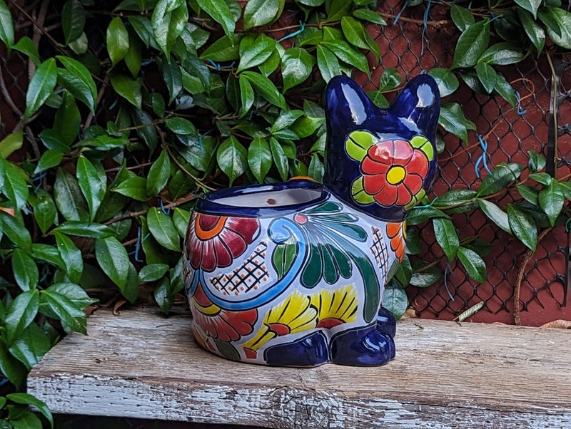 Talavera Cat Flower Pot, Ceramic Planter Home Decor is an Indoor or Outdoor Planter Pot | Yard & Garden Decor, Handmade Mexican Pottery