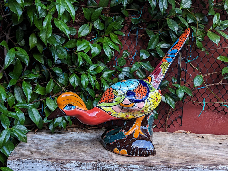 Talavera Roadrunner Garden Decor & Colorful Yard Art, Ceramic Outdoor Decor is a Unique Mexican Garden Art Decoration for Your Home or Yard