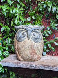 Owl Planter & Clay Flower Pot, Beige and Green, Mexican Pottery Home Decor Good for Indoor or Outdoor Decorations, Large Owl Pot