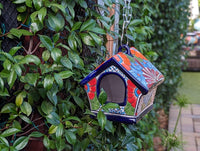 Ceramic Bird Feeder Talavera Pottery, Decorative Outdoor Hanging Feeder Station, Handmade Mexican Pottery to Attract Wild Birds