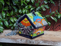 Ceramic Bird Feeder Talavera Pottery, Decorative Outdoor Hanging Feeder Station, Handmade Mexican Pottery to Attract Wild Birds
