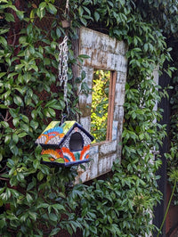 Ceramic Bird Feeder Talavera Pottery, Decorative Outdoor Hanging Feeder Station, Handmade Mexican Pottery to Attract Wild Birds