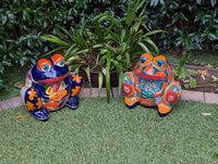 Talavera Frog Flower Pot | Ceramic Pottery for Indoor or Outdoor Planter Pot, Handmade Mexican Home Decor, Garden Decor & Yard Art