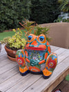 Talavera Frog Flower Pot | Ceramic Pottery for Indoor or Outdoor Planter Pot, Handmade Mexican Home Decor, Garden Decor & Yard Art