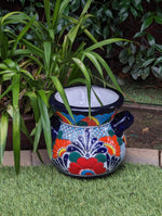 10.5" Round Planters | Ceramic Flower Pot is Handmade Talavera Pottery for Outdoor Garden Decor, Indoor Home Decor or Housewarming Gift