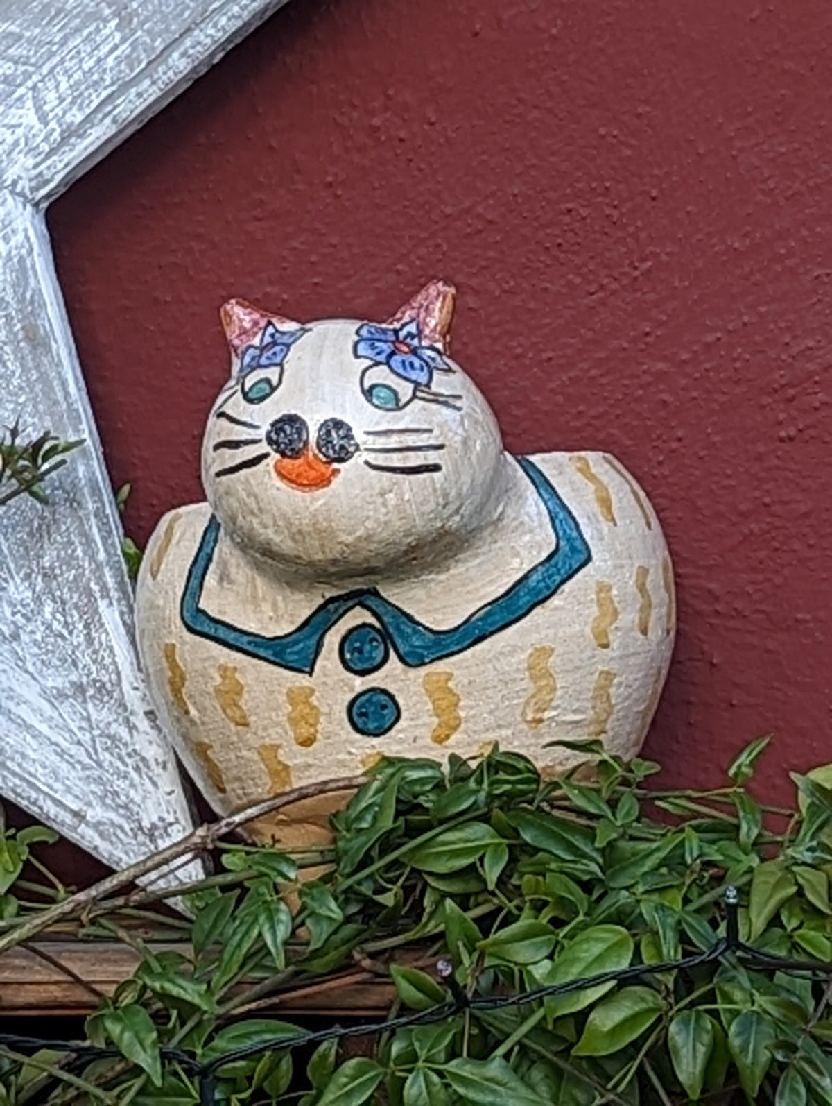 Fat Cat Planter, Ceramic Flower Pot, Handmade Mexican Pottery from Atzompa, Mexico, Home Decor, Indoor or Outdoor Decor, Charming Plant Pot