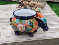 Talavera Donkey Planter is Hand Painted Ceramic Mexican Pottery | Colorful Planter Pot for Yard Art & Outdoor Garden Decor, Burro Flower Pot
