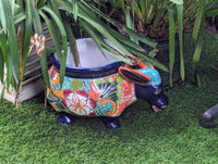 Talavera Donkey Planter is Hand Painted Ceramic Mexican Pottery | Colorful Planter Pot for Yard Art & Outdoor Garden Decor, Burro Flower Pot