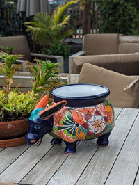 Talavera Donkey Planter is Hand Painted Ceramic Mexican Pottery | Colorful Planter Pot for Yard Art & Outdoor Garden Decor, Burro Flower Pot