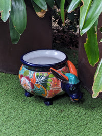 Talavera Donkey Planter is Hand Painted Ceramic Mexican Pottery | Colorful Planter Pot for Yard Art & Outdoor Garden Decor, Burro Flower Pot