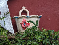 Floral Planter, Handle Flower Pot | Handmade Mexican Pottery from Atzompa, Mexico, Indoor or Outdoor Home or Yard Decor, Ceramic Plant Pot