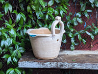 Floral Planter, Handle Flower Pot | Handmade Mexican Pottery from Atzompa, Mexico, Indoor or Outdoor Home or Yard Decor, Ceramic Plant Pot