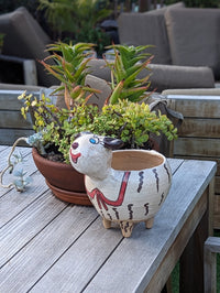 Ceramic Sheep Planter & Flower Pot | Handmade Mexican Pottery from Atzompa, Mexico is Indoor Home Decor, Outdoor Yard Decor, Terracotta Pot