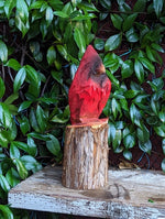 Handmade Northern Cardinal | Home Decor or Yard Art Made in the USA by Wood Chainsaw Artist in Texas