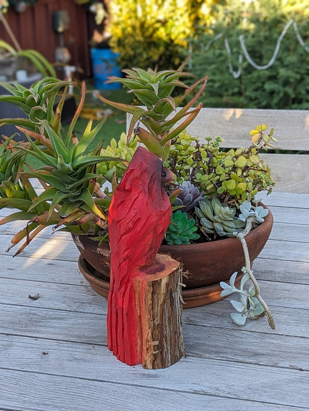 Handmade Northern Cardinal | Home Decor or Yard Art Made in the USA by Wood Chainsaw Artist in Texas