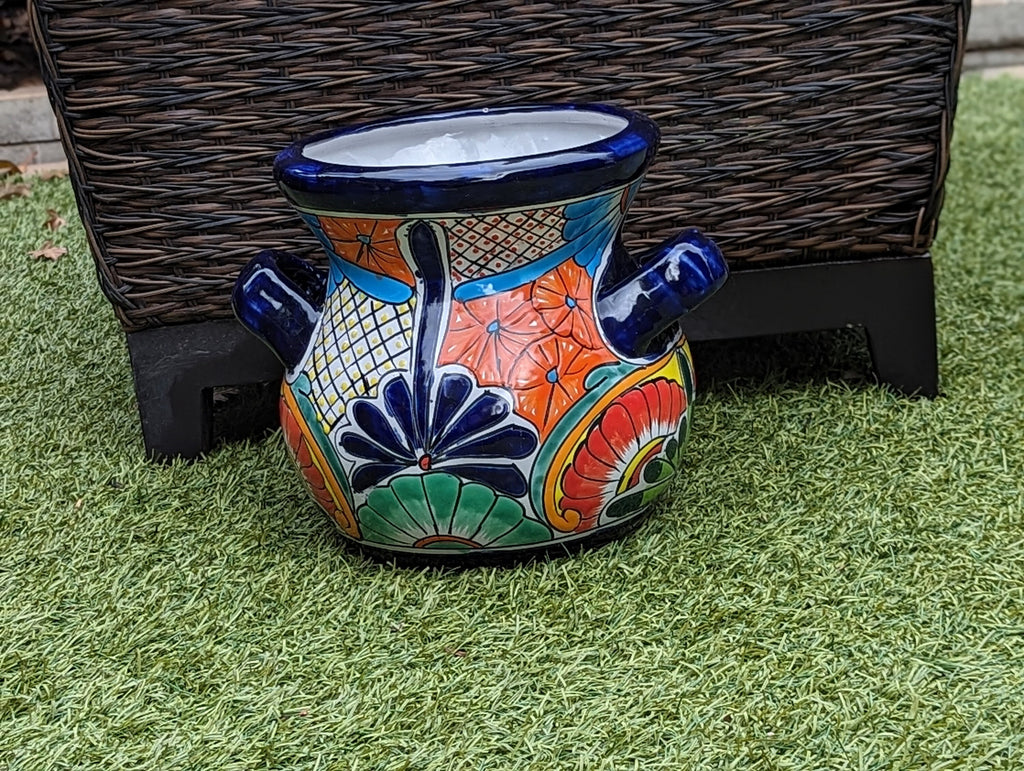 10.5" Round Planters | Ceramic Flower Pot is Handmade Talavera Pottery for Outdoor Garden Decor, Indoor Home Decor or Housewarming Gift