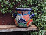 10.5" Round Planters | Ceramic Flower Pot is Handmade Talavera Pottery for Outdoor Garden Decor, Indoor Home Decor or Housewarming Gift