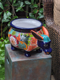 Talavera Donkey Planter is Hand Painted Ceramic Mexican Pottery | Colorful Planter Pot for Yard Art & Outdoor Garden Decor, Burro Flower Pot