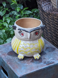 Ceramic Owl Planter & Flower Pot | Handmade Mexican Pottery from Atzompa, Mexico is Indoor or Outdoor Home or Yard Decor, Adorable Plant Pot