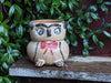 Red Bow Tie Owl Planter & Flower Pot | Handmade Mexican Pottery from Atzompa, Mexico, Indoor Home Decor or Outdoor Yard Decor, Ceramic Pot