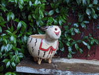 Ceramic Sheep Planter & Flower Pot | Handmade Mexican Pottery from Atzompa, Mexico is Indoor Home Decor, Outdoor Yard Decor, Terracotta Pot