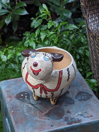Ceramic Sheep Planter & Flower Pot | Handmade Mexican Pottery from Atzompa, Mexico is Indoor Home Decor, Outdoor Yard Decor, Terracotta Pot