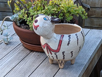 Ceramic Sheep Planter & Flower Pot | Handmade Mexican Pottery from Atzompa, Mexico is Indoor Home Decor, Outdoor Yard Decor, Terracotta Pot