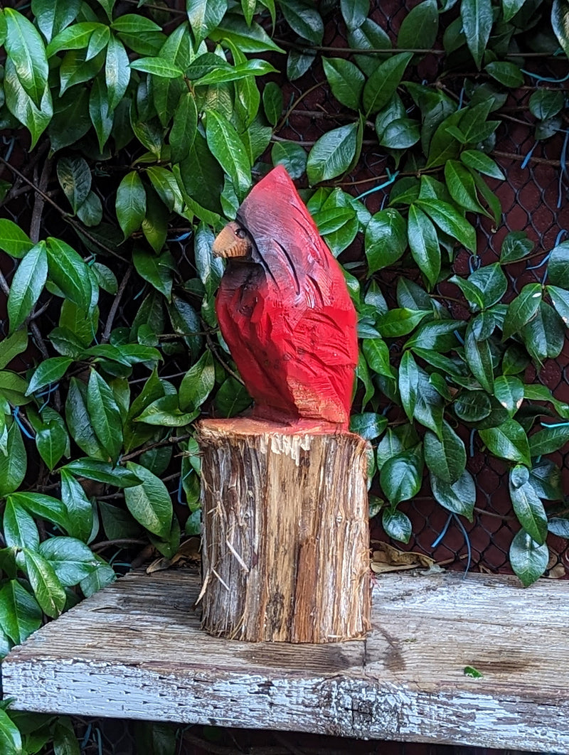 Handmade Northern Cardinal | Home Decor or Yard Art Made in the USA by Wood Chainsaw Artist in Texas