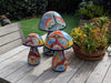 Mushroom Garden Decor & Yard Art, Ceramic Talavera Pottery, Unique Home Decor, 3 Toadstools Handmade in Mexico