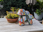 Mushroom Garden Decor & Yard Art, Ceramic Talavera Pottery, Unique Home Decor, 3 Toadstools Handmade in Mexico