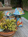 Mushroom Garden Decor & Yard Art, Ceramic Talavera Pottery, Unique Home Decor, 3 Toadstools Handmade in Mexico