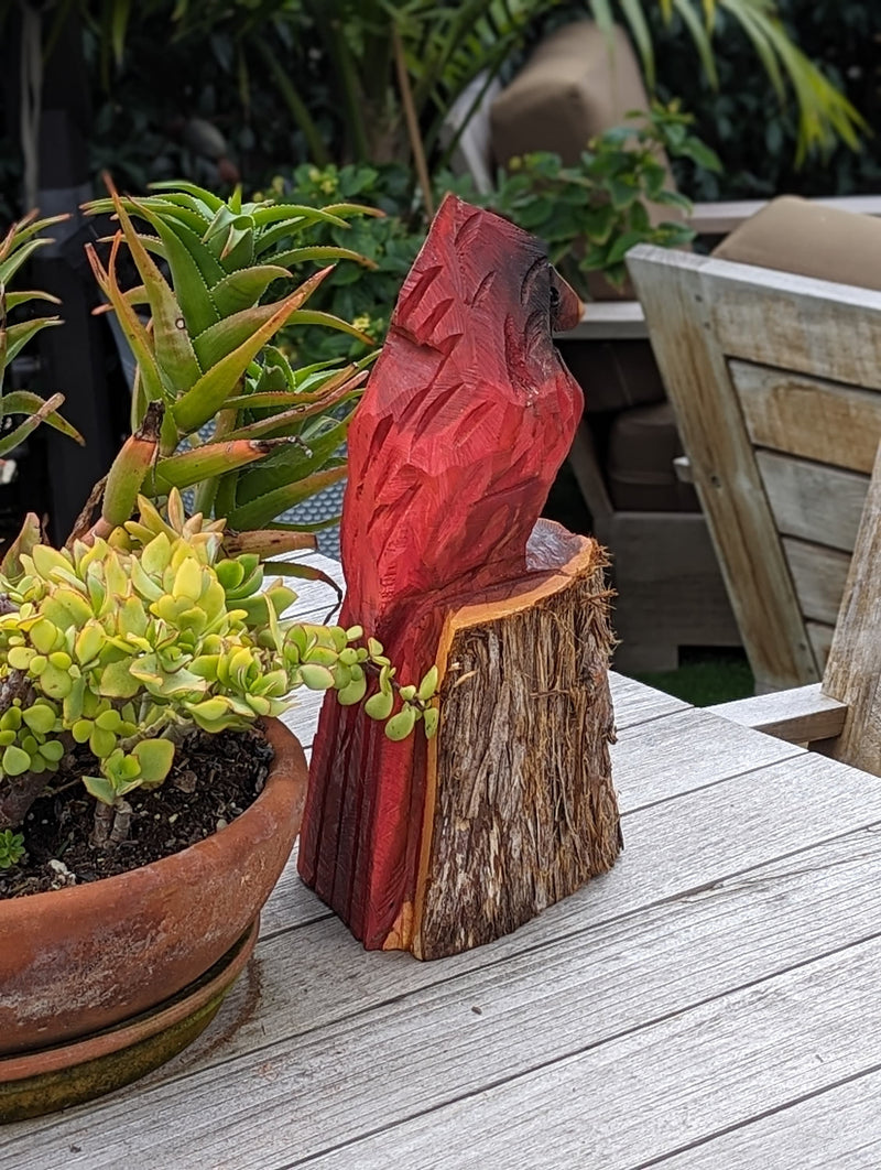 Handmade Northern Cardinal | Home Decor or Yard Art Made in the USA by Wood Chainsaw Artist in Texas