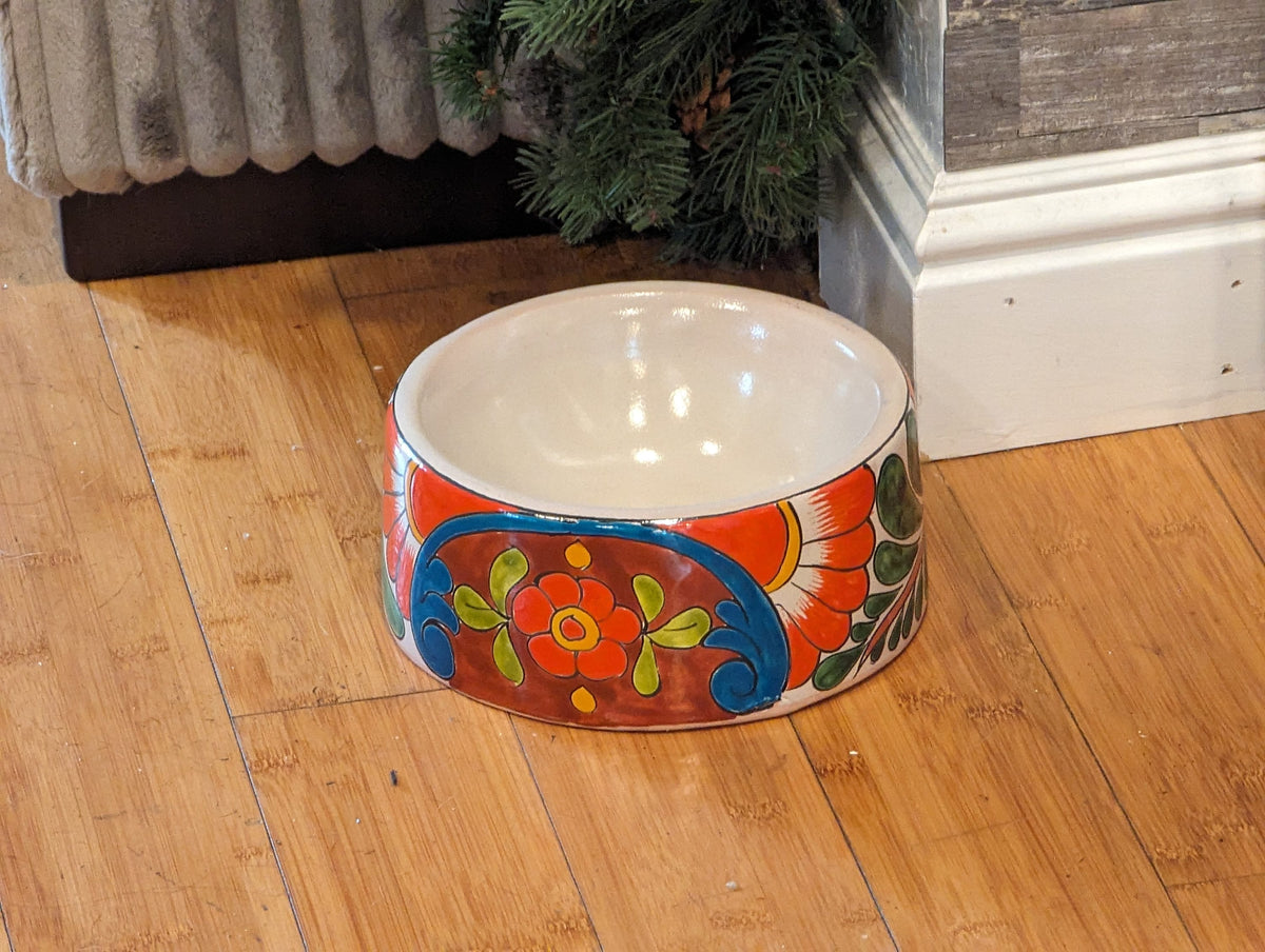 Dog Dish Ceramic Pet Bowl, Talavera Pottery for Small Dog, Hand Painted Dog Lover Gift, Pet Bowls