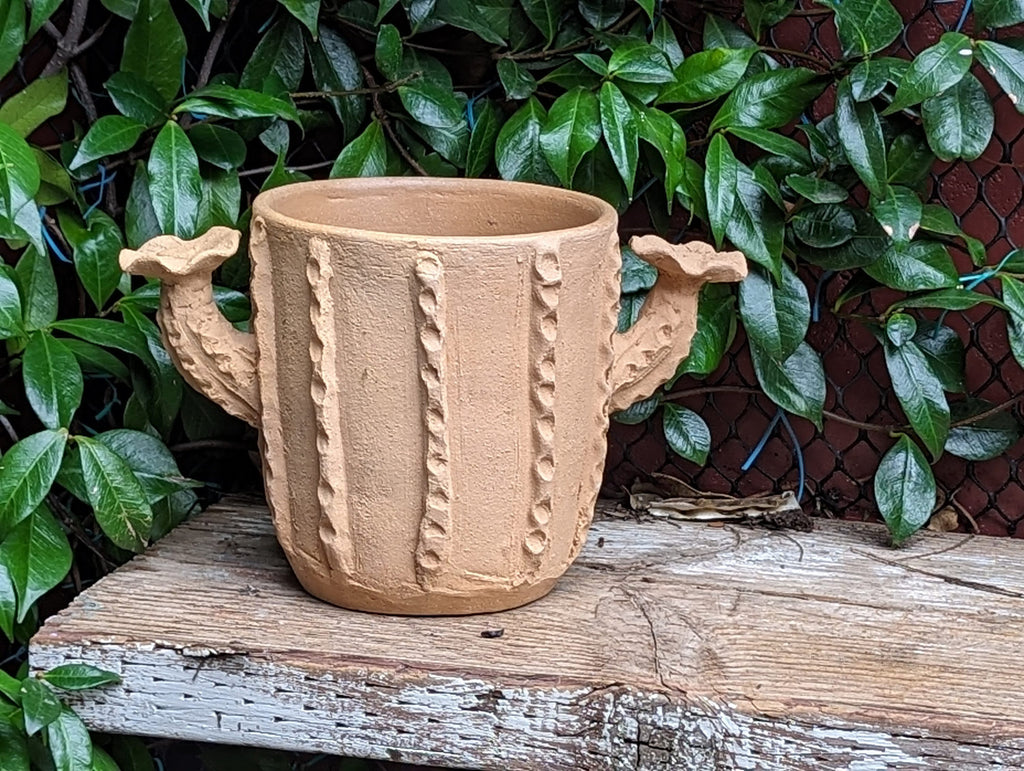 Cactus Plant Pot, Terra Cotta Planter, Handmade Mexican Pottery from Santa Maria Atzompa, Mexico, Home Decor, Indoor Outdoor Flower Pot