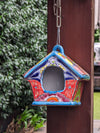 Ceramic Bird Feeder Talavera Pottery, Decorative Outdoor Hanging Feeder Station, Handmade Mexican Pottery to Attract Wild Birds